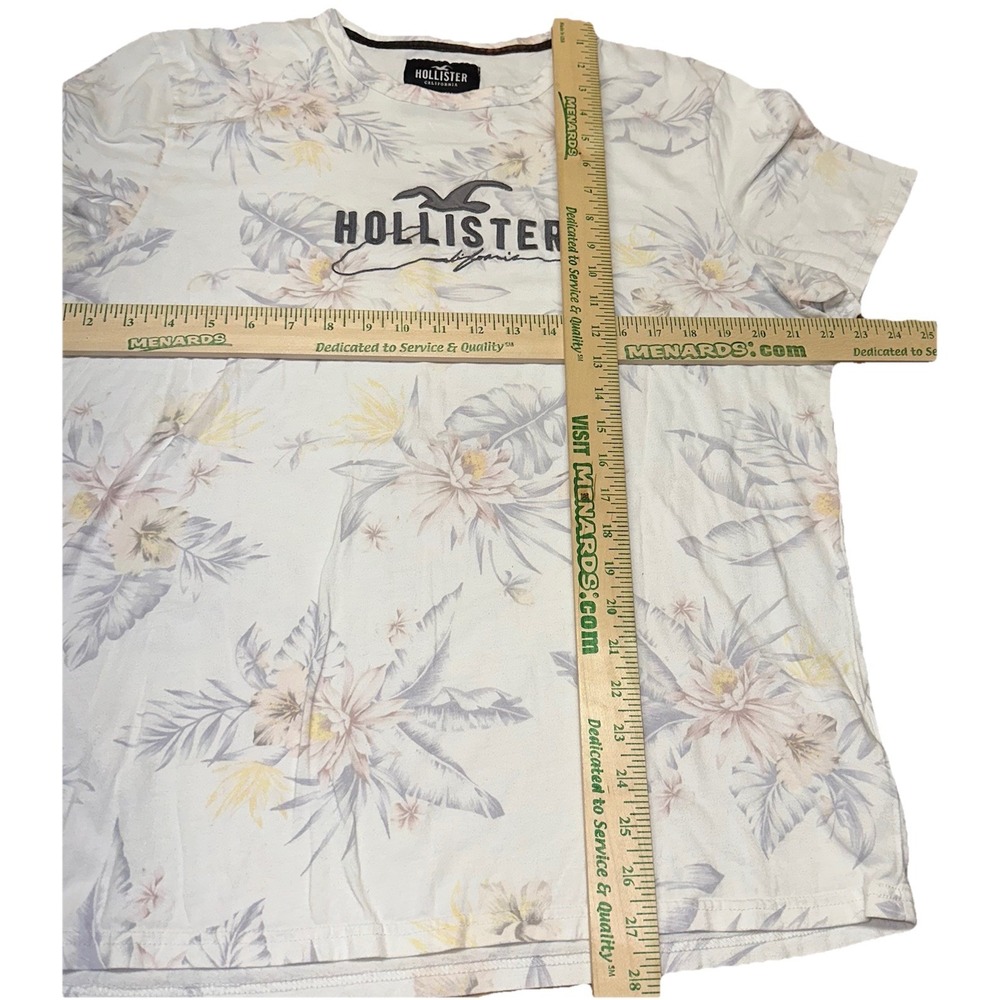 Hollister White Floral Tropical Palm Tree 100% Cotton Short Sleeve Shirt Mens XL - Picture 6 of 6
